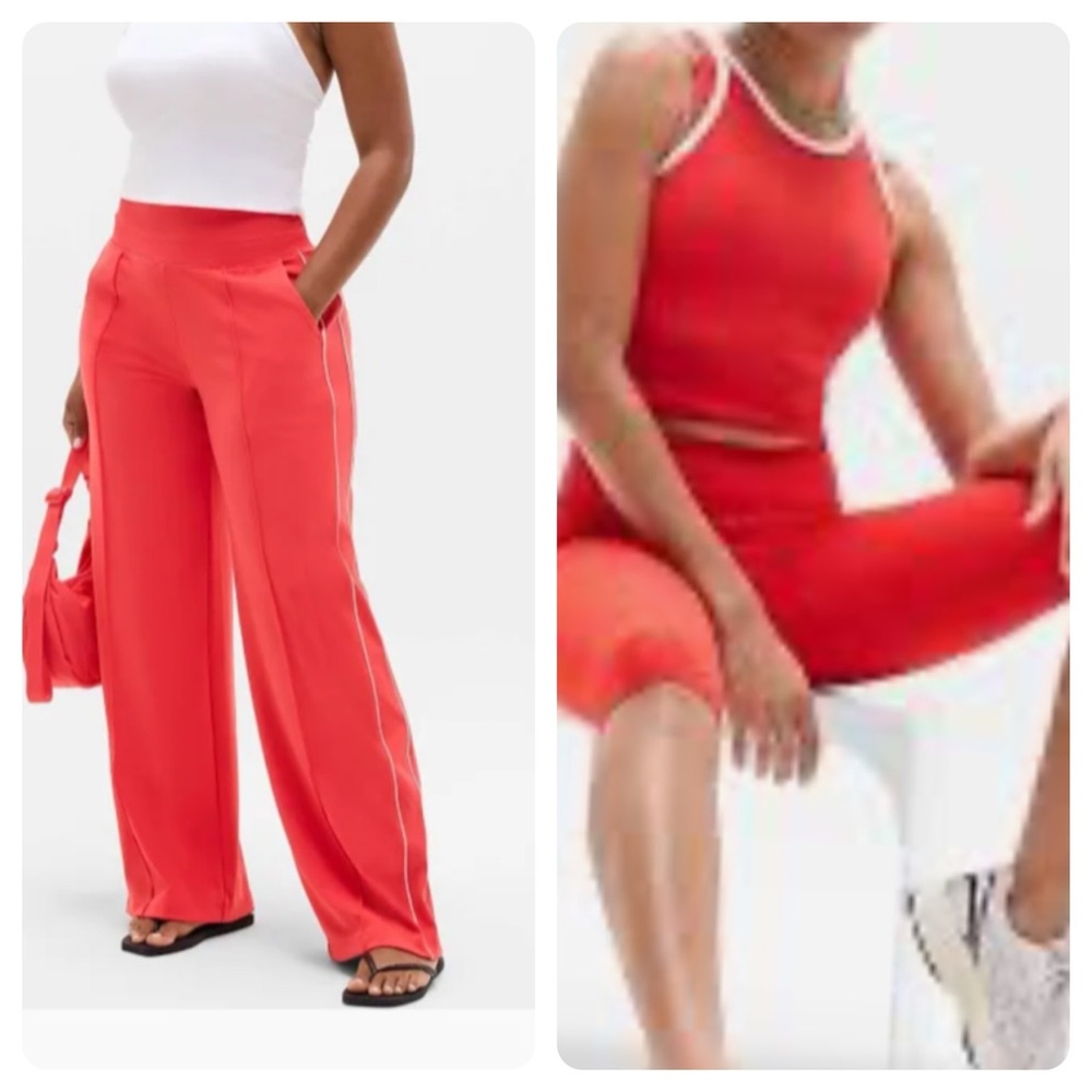Athleta Venice wide leg Track Pants and ribbed tank set - Picture 1 of 15